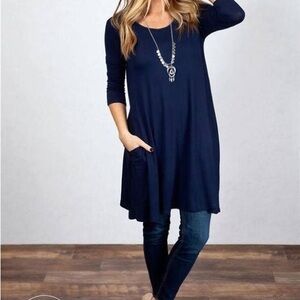 Navy Tunic Swing Dress Size Small